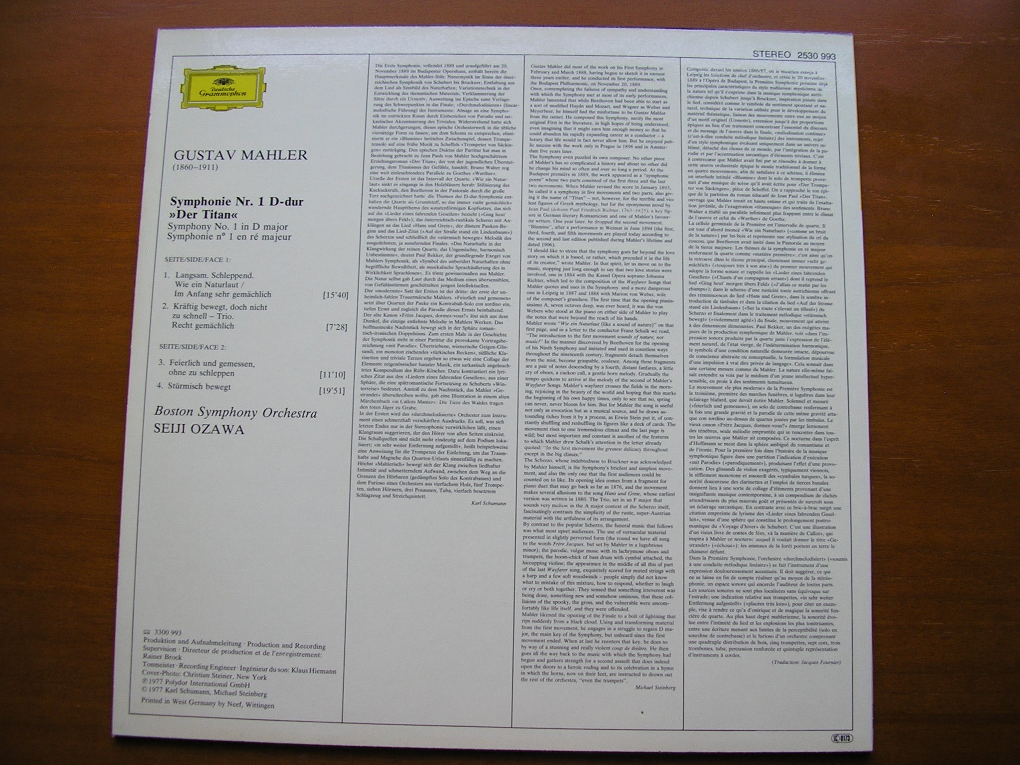 MAHLER: SYMPHONY No. 1       OZAWA / BOSTON SYMPHONY     2530 993