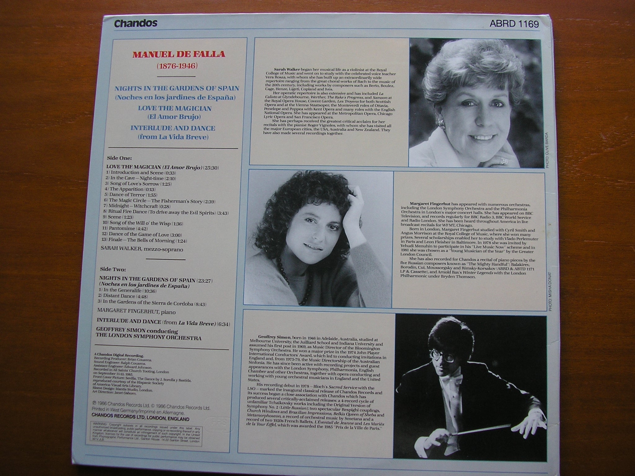 FALLA: NIGHTS IN THE GARDENS OF SPAIN / EL AMOR BRUJO   WALKER / FINGERHUT / LONDON SYMPHONY / SIMON