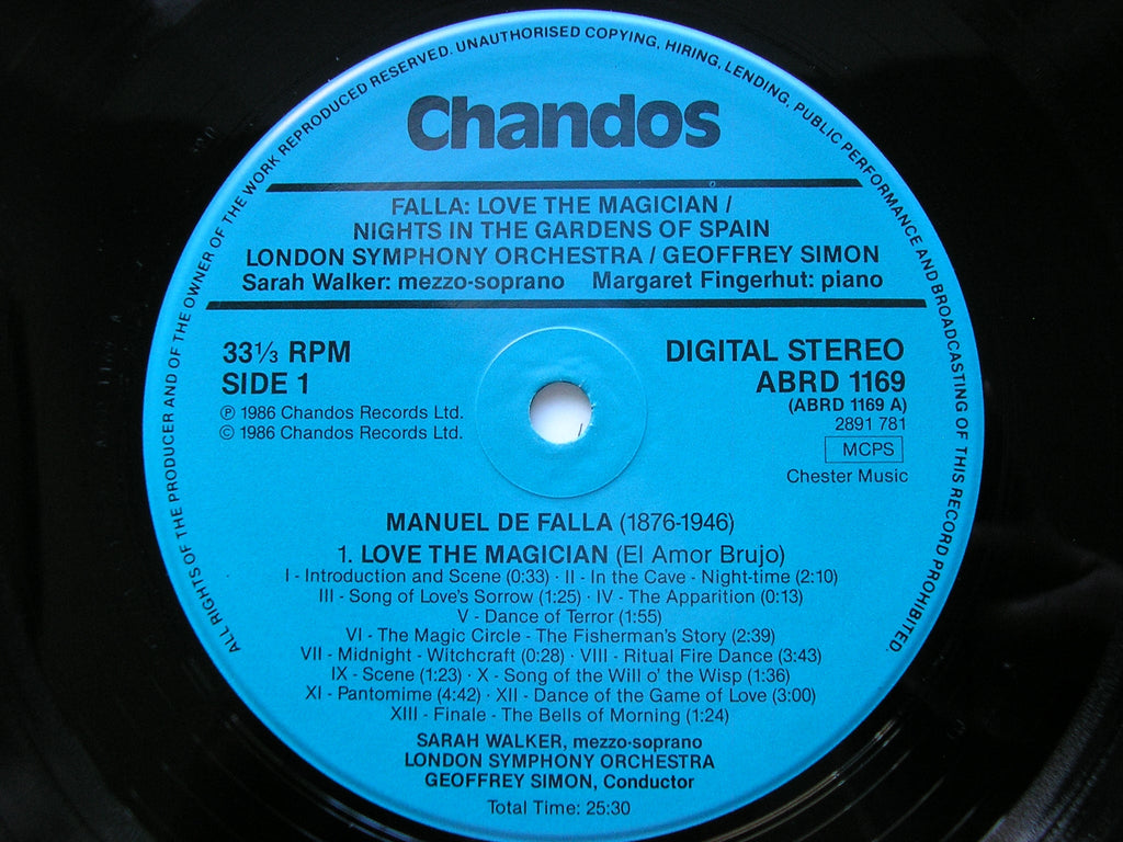 FALLA: NIGHTS IN THE GARDENS OF SPAIN / EL AMOR BRUJO   WALKER / FINGERHUT / LONDON SYMPHONY / SIMON