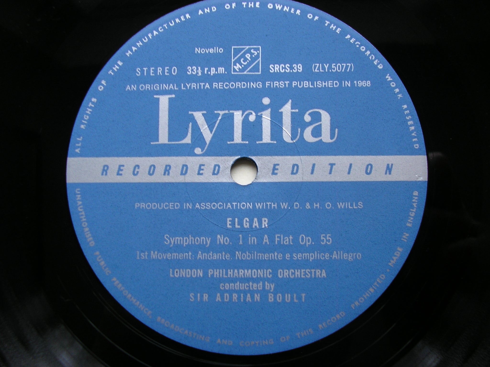 ELGAR: SYMPHONY No. 1     BOULT / LONDON PHILHSRMONIC    SRCS 39