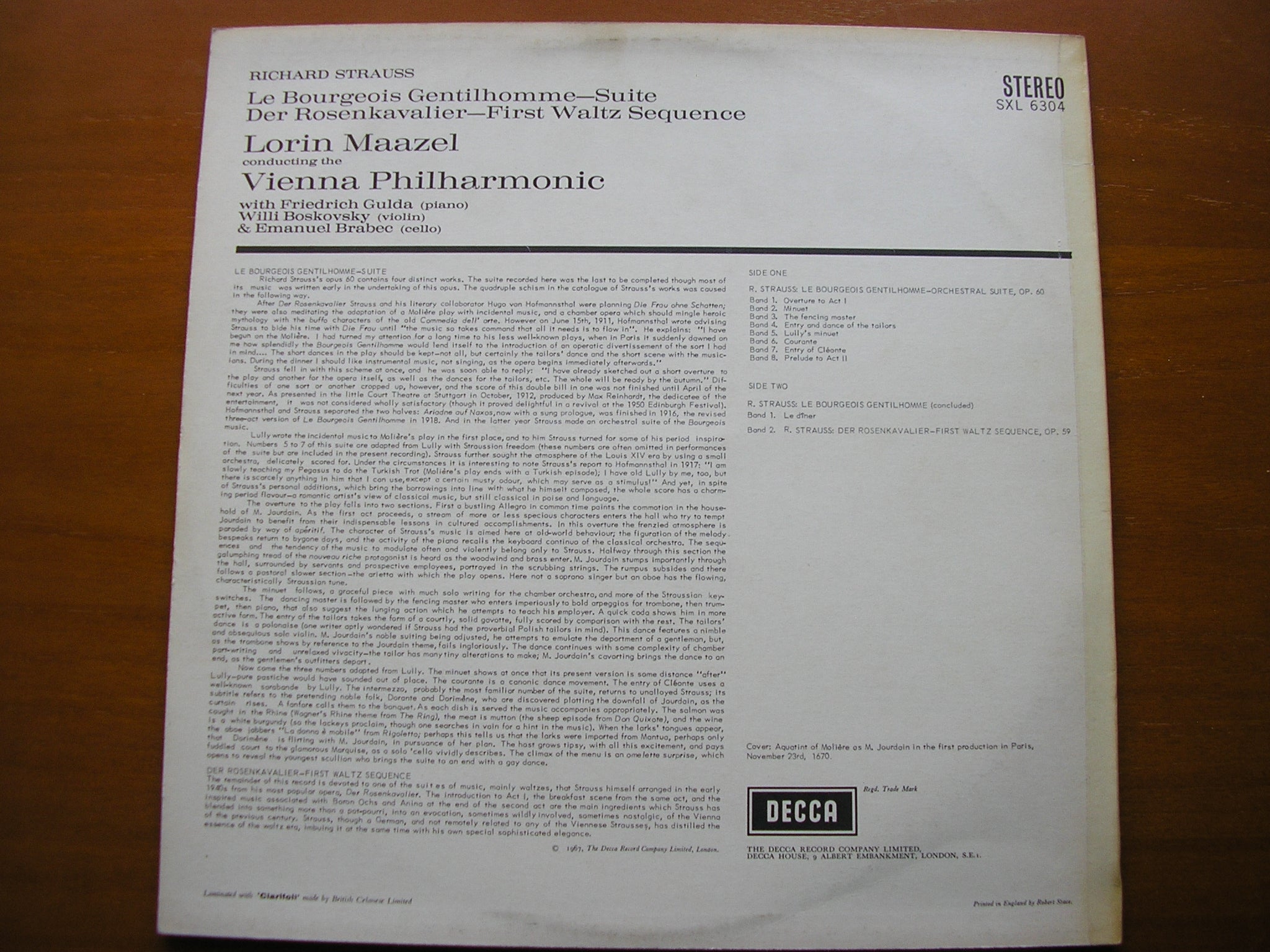 SXL 6304 STRAUSS: LE BOURGEOIS GENTILHOMME Suite / DER ROSENKAVALIER WALTZ SEQUENCE BOSKOVSKY / GULDA / BRABEC / VIENNA PHILHARMONIC / MAAZEL