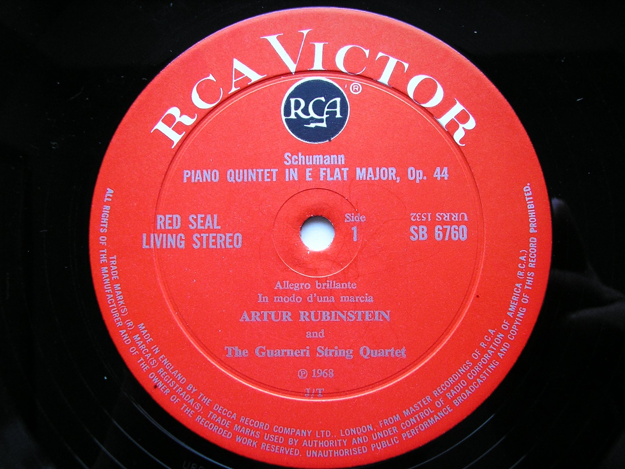 SCHUMANN: PIANO QUINTET    ARTUR RUBINSTEIN / GUARNERI QUARTET     SB 6760