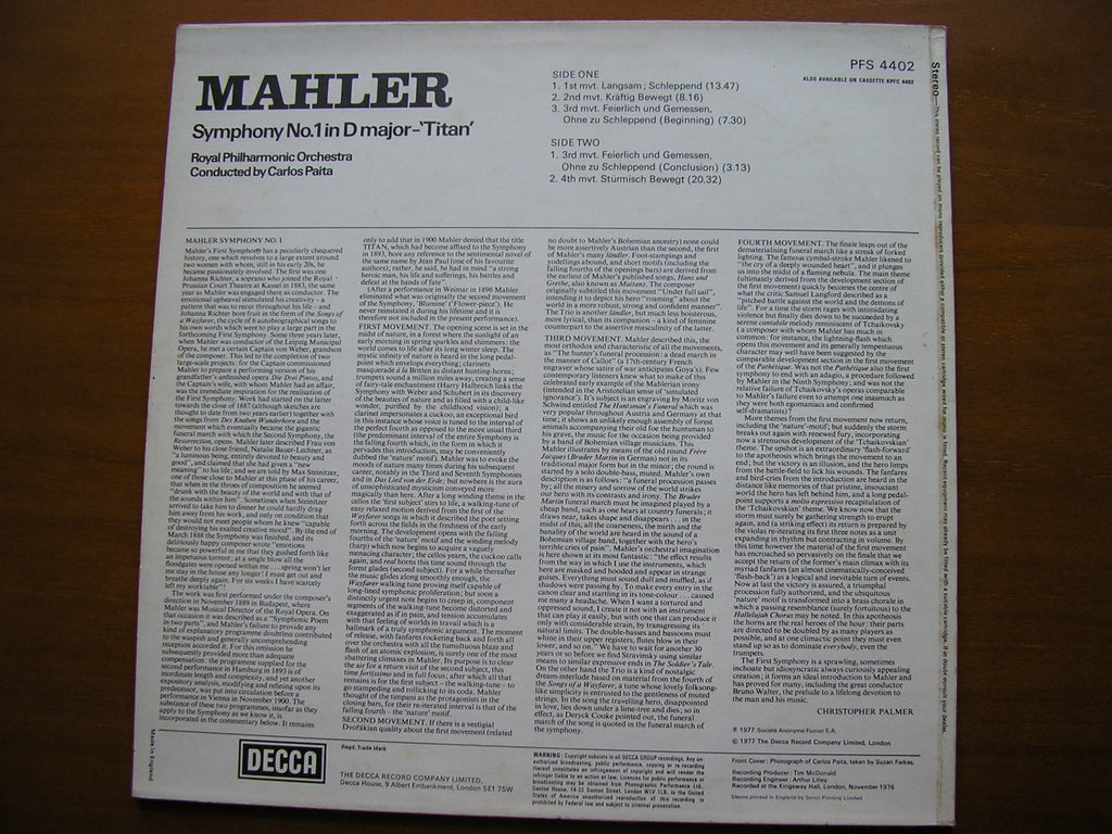 MAHLER: SYMPHONY No. 1       PAITA / ROYAL PHILHARMONIC     PFS 4402