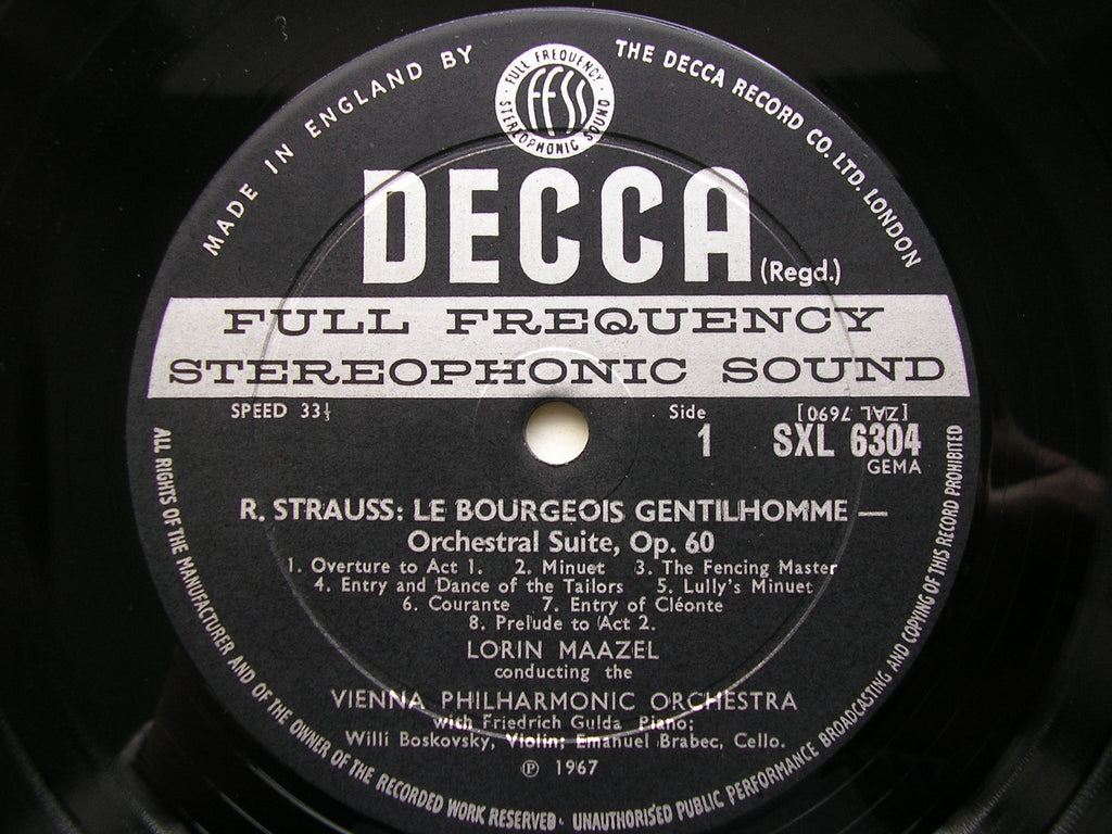 SXL 6304 STRAUSS: LE BOURGEOIS GENTILHOMME Suite / DER ROSENKAVALIER WALTZ SEQUENCE BOSKOVSKY / GULDA / BRABEC / VIENNA PHILHARMONIC / MAAZEL