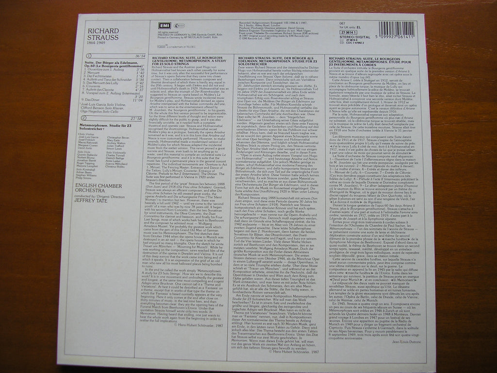 STRAUSS: LE BOURGEOIS GENTILHOMME / METAMORPHOSEN       TATE / ENGLISH CHAMBER ORCHESTRA    27 0614