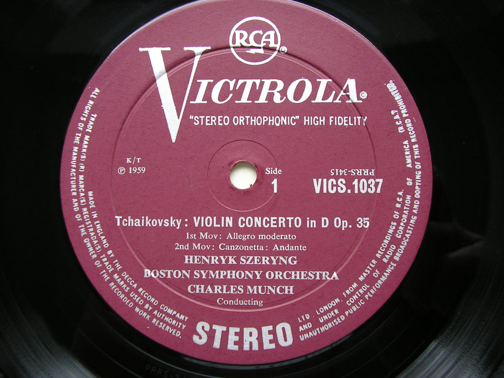 TCHAIKOVSKY: VIOLIN CONCERTO / TARTINI: SONATA in G 'The Devil's Trill'    SZERYNG / BOSTON SYMPHONY / MUNCH     VICS 1037