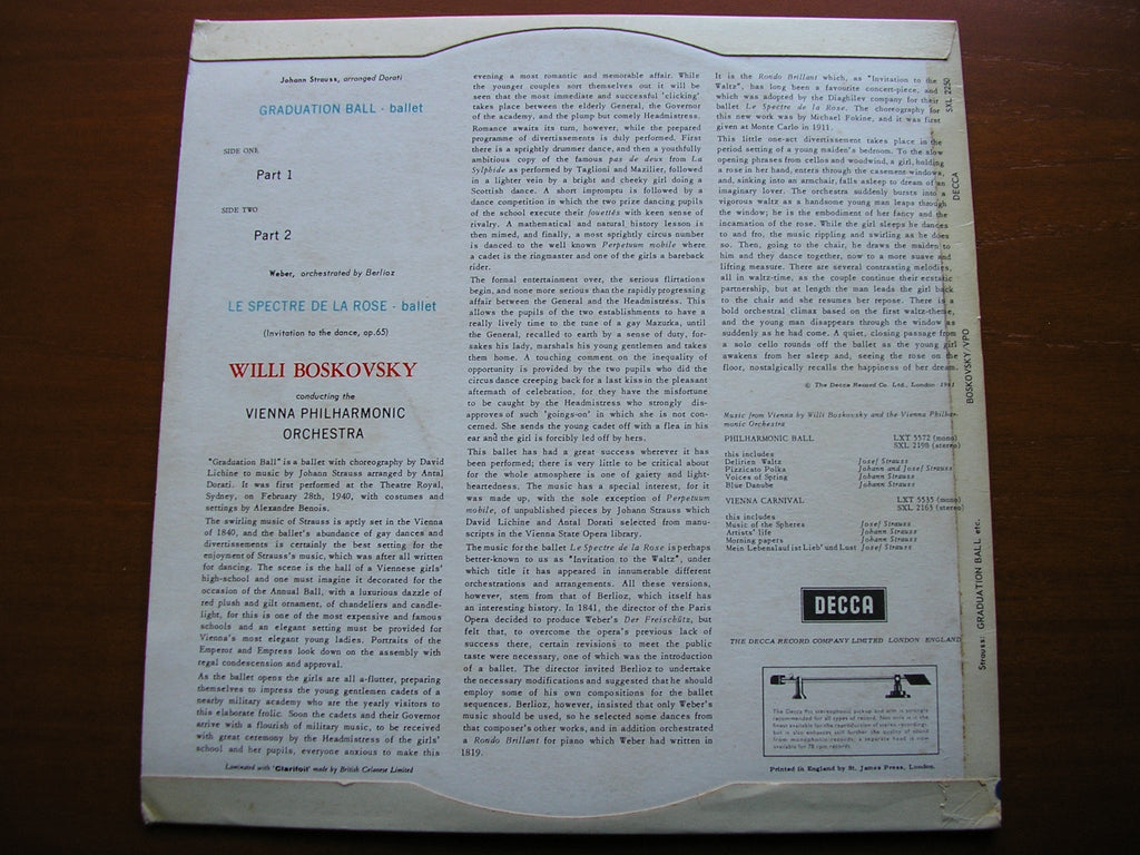 SXL 2250 STRAUSS: GRADUATION BALL / WEBER: LE SPECTRE DE LA ROSE BOSKOVSKY /VIENNA PHILHARMONIC