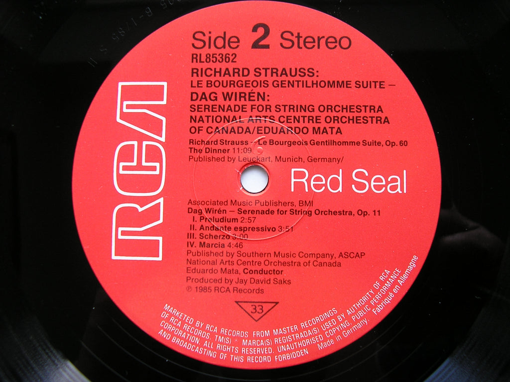 STRAUSS: LE BOURGEOIS GENTILHOMME / WIREN: SERENADE FOR STRINGS      MATA / NATIONAL ARTS CENTRE ORCHESTRA OF CANADA     RL85362