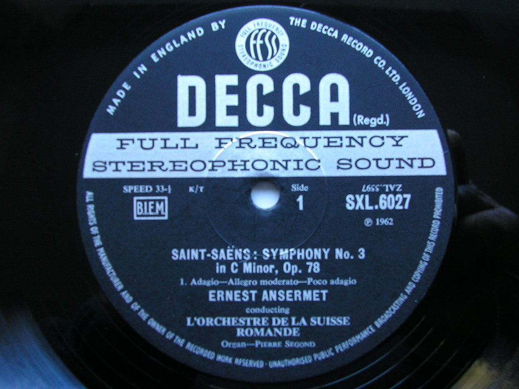 SXL 6027 SAINT - SAENS: SYMPHONY No. 3 ANSERMET / SUISSE ROMANDE