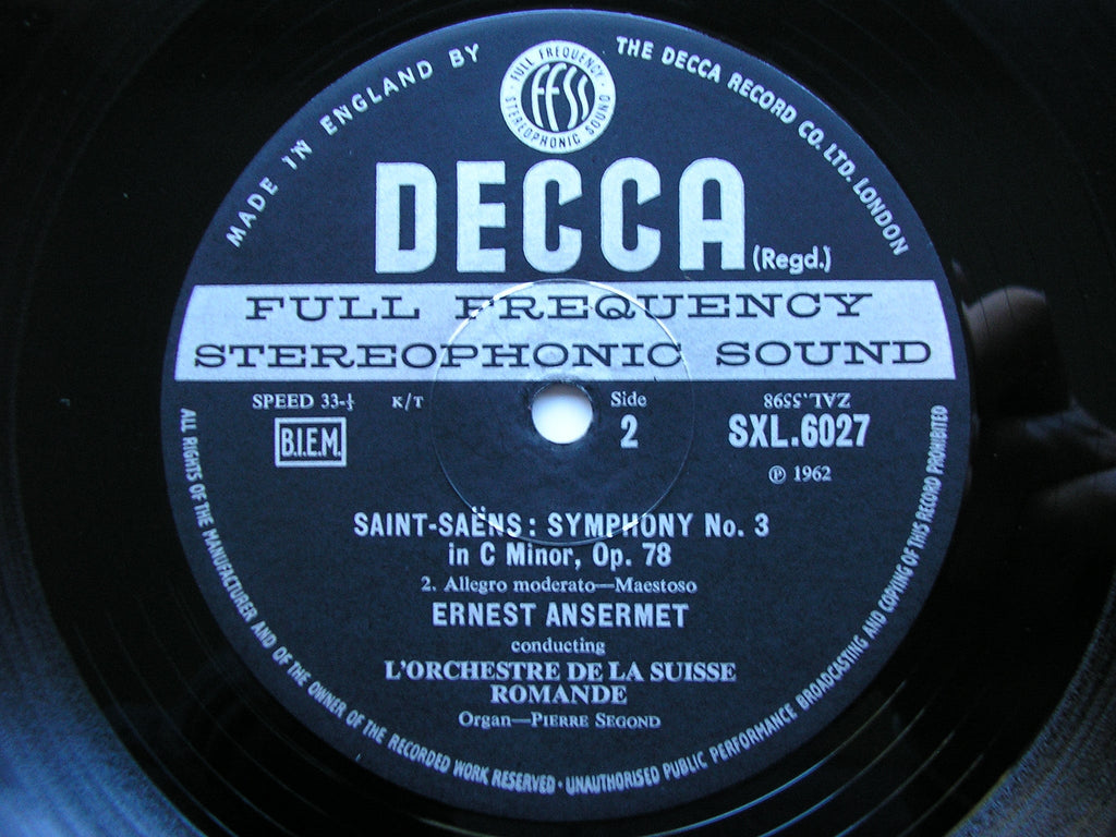 SXL 6027 SAINT - SAENS: SYMPHONY No. 3 ANSERMET / SUISSE ROMANDE
