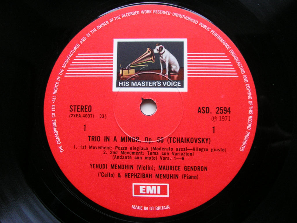 TCHAIKOVSKY: PIANO TRIO in A      YEHUDI & HEPHZIBAH MENUHIN / MAURICE GENDRON      ASD 2594