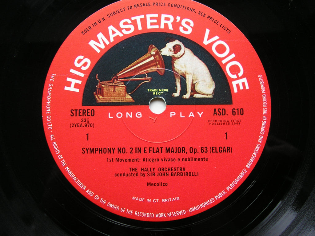 ELGAR: SYMPHONY No. 2 / FALSTAFF     BARBIROLLI / HALLE ORCHESTRA    2LP     ASD 610 / 611