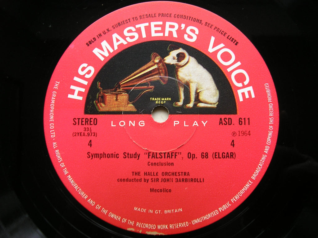 ELGAR: SYMPHONY No. 2 / FALSTAFF     BARBIROLLI / HALLE ORCHESTRA    2LP     ASD 610 / 611