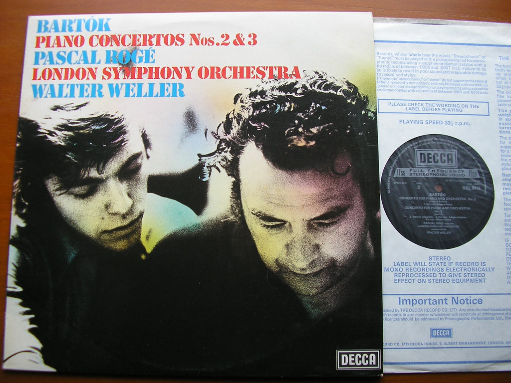 SXL 6816 BARTOK: PIANO CONCERTOS Nos. 2 & 3 ROGE / LONDON SYMPHONY ORCHESTRA / WELLER