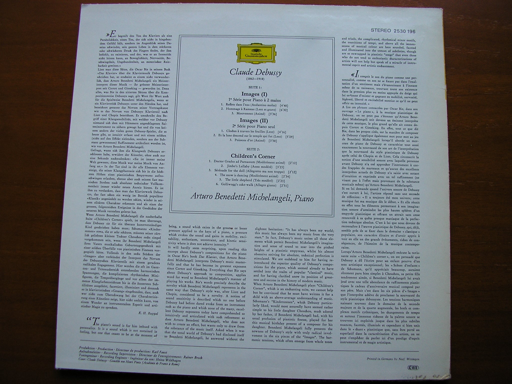 DEBUSSY: IMAGES 1 & 2 / CHILDREN'S CORNER    MICHELANGELI   2530 196