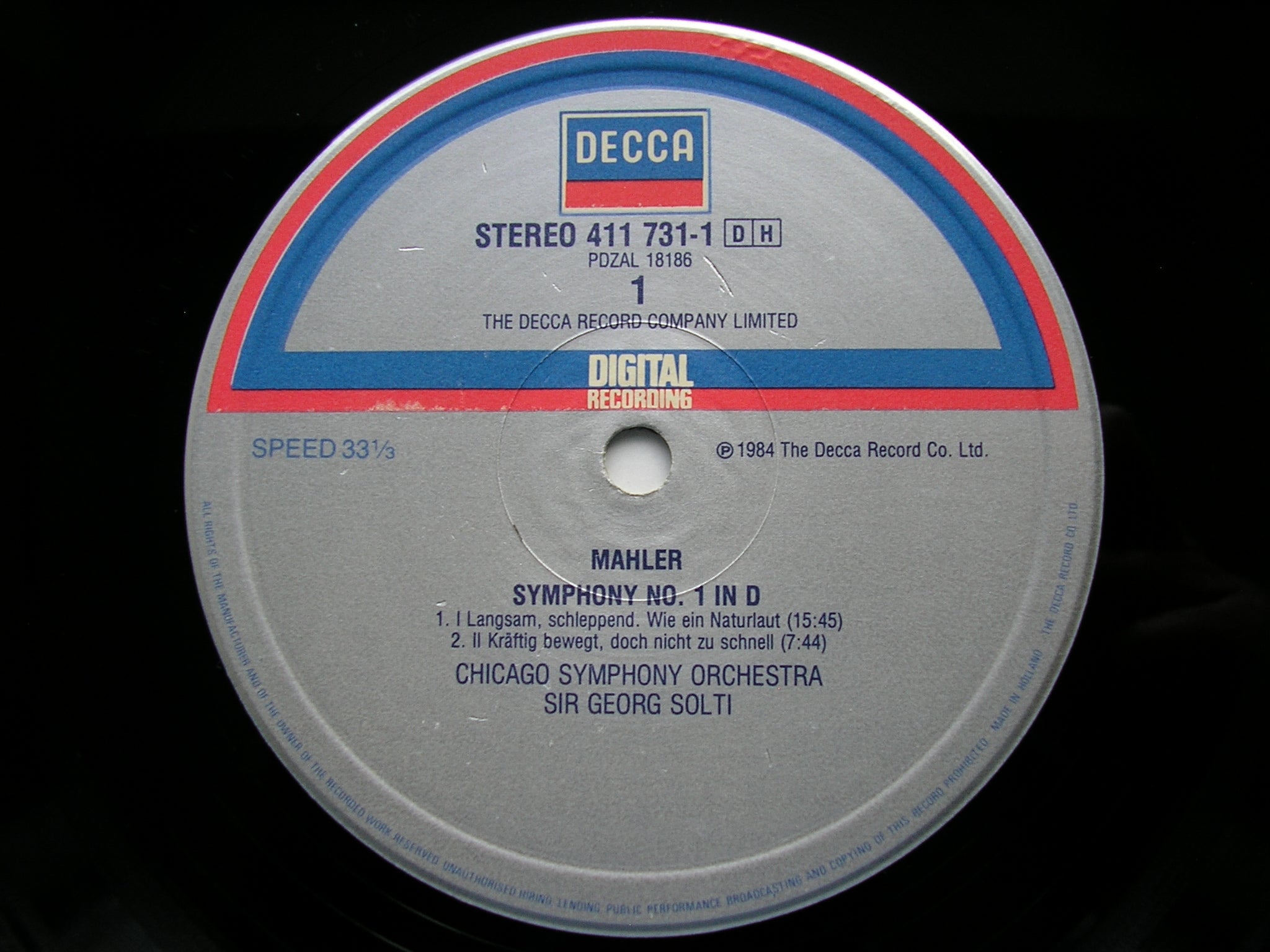MAHLER: SYMPHONY No. 1       SOLTI / CHICAGO SYMPHONY    411 731