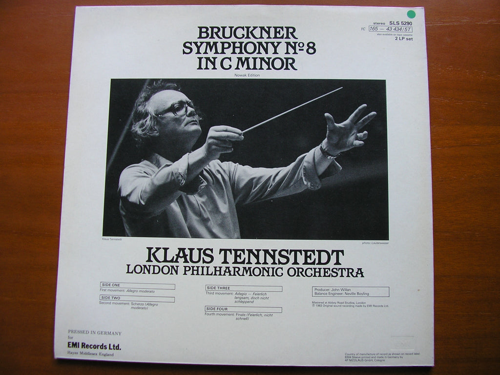 BRUCKNER: SYMPHONY No. 8     TENNSTEDT / LONDON PHILHARMONIC    2LP     SLS 5290