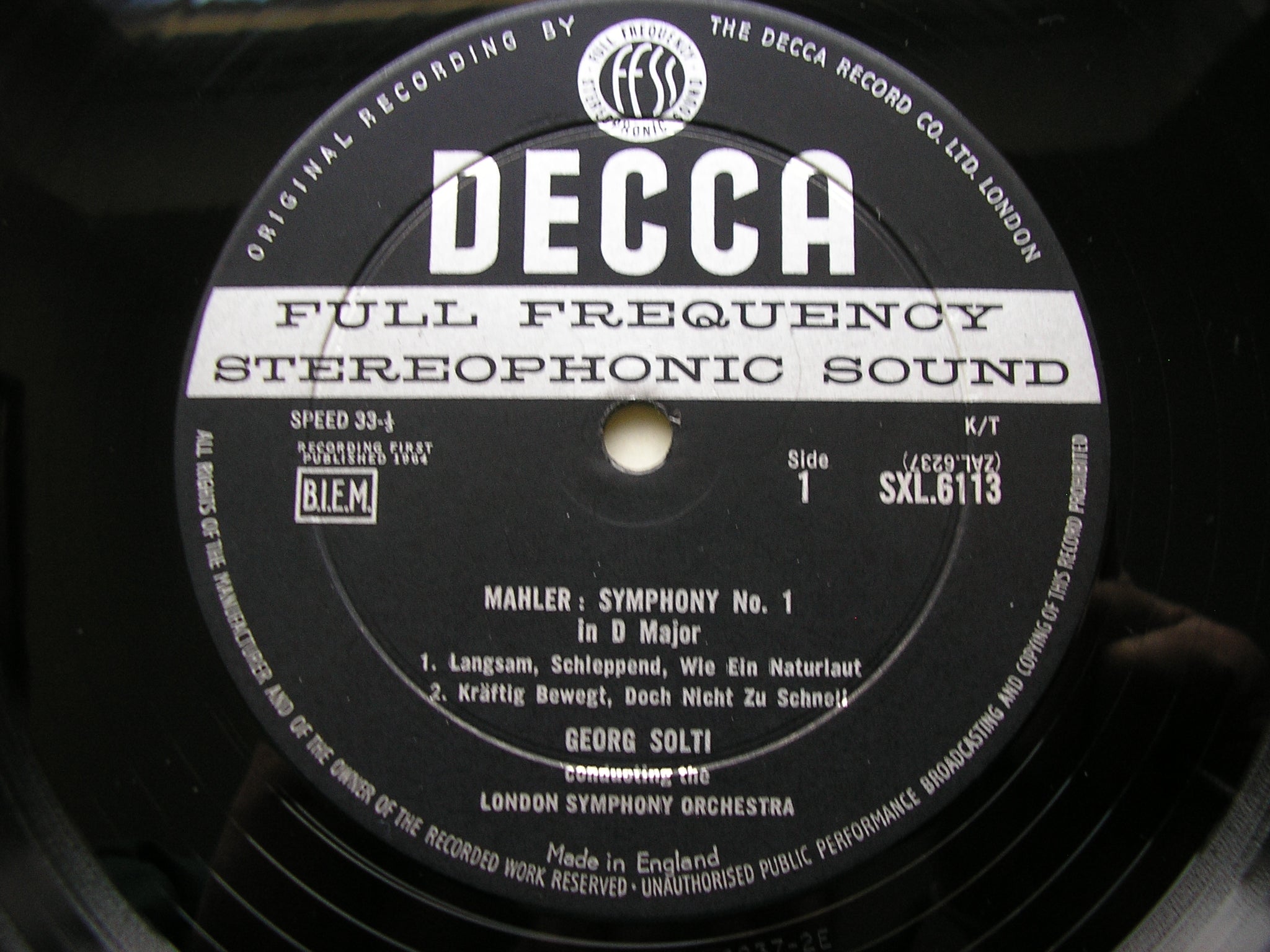 SXL 6113 MAHLER: SYMPHONY No. 1 SOLTI / LONDON SYMPHONY ORCHESTRA