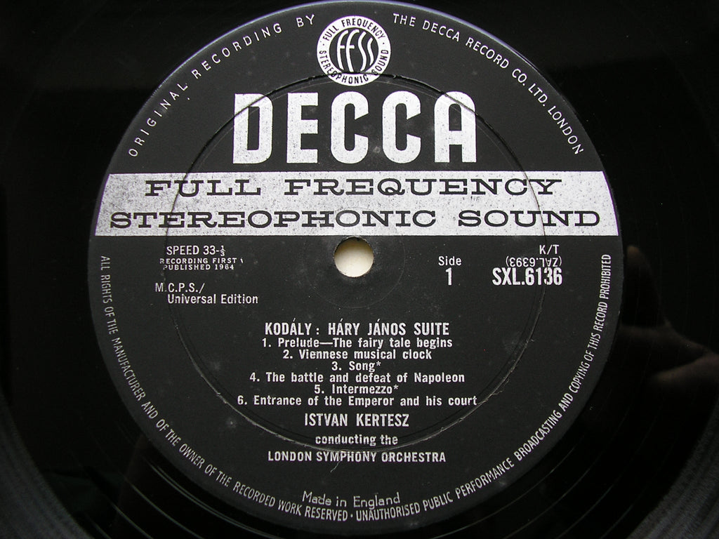 SXL 6136 KODALY: HARY JANOS Suite / DANCES OF GALANTA KERTESZ / LONDON SYMPHONY