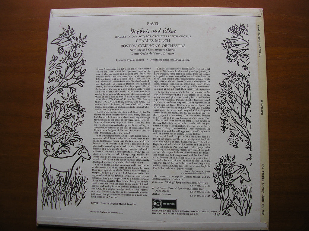 RAVEL: DAPHNIS & CHLOE  complete ballet   MUNCH / BOSTON SYMPHONY  SB 2137