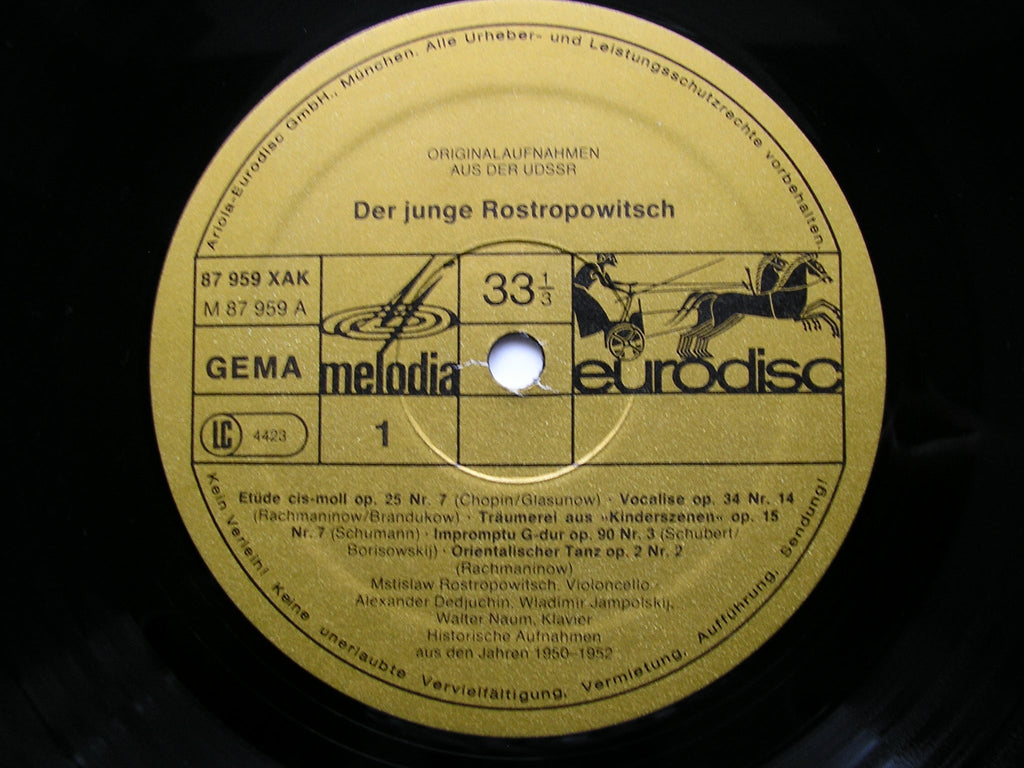 THE YOUNG ROSTROPOVICH: SCHUBERT / SCHUMANN / CHOPIN / DEBUSSY / RAVEL / RACHMANINOV     87 959 XAK