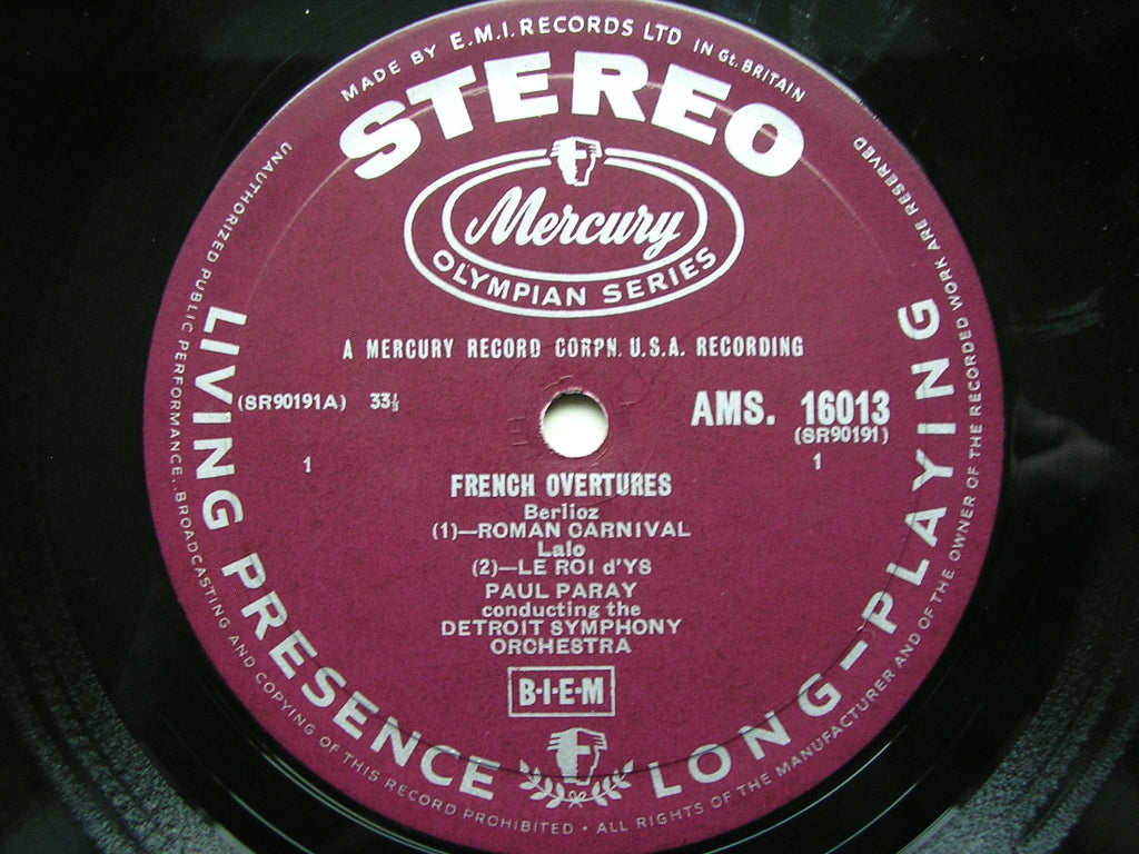 OUVERTURES FRANCAISES: LALO / BIZET / BERLIOZ       PARAY / DETROIT SYMPHONY     AMS 16013