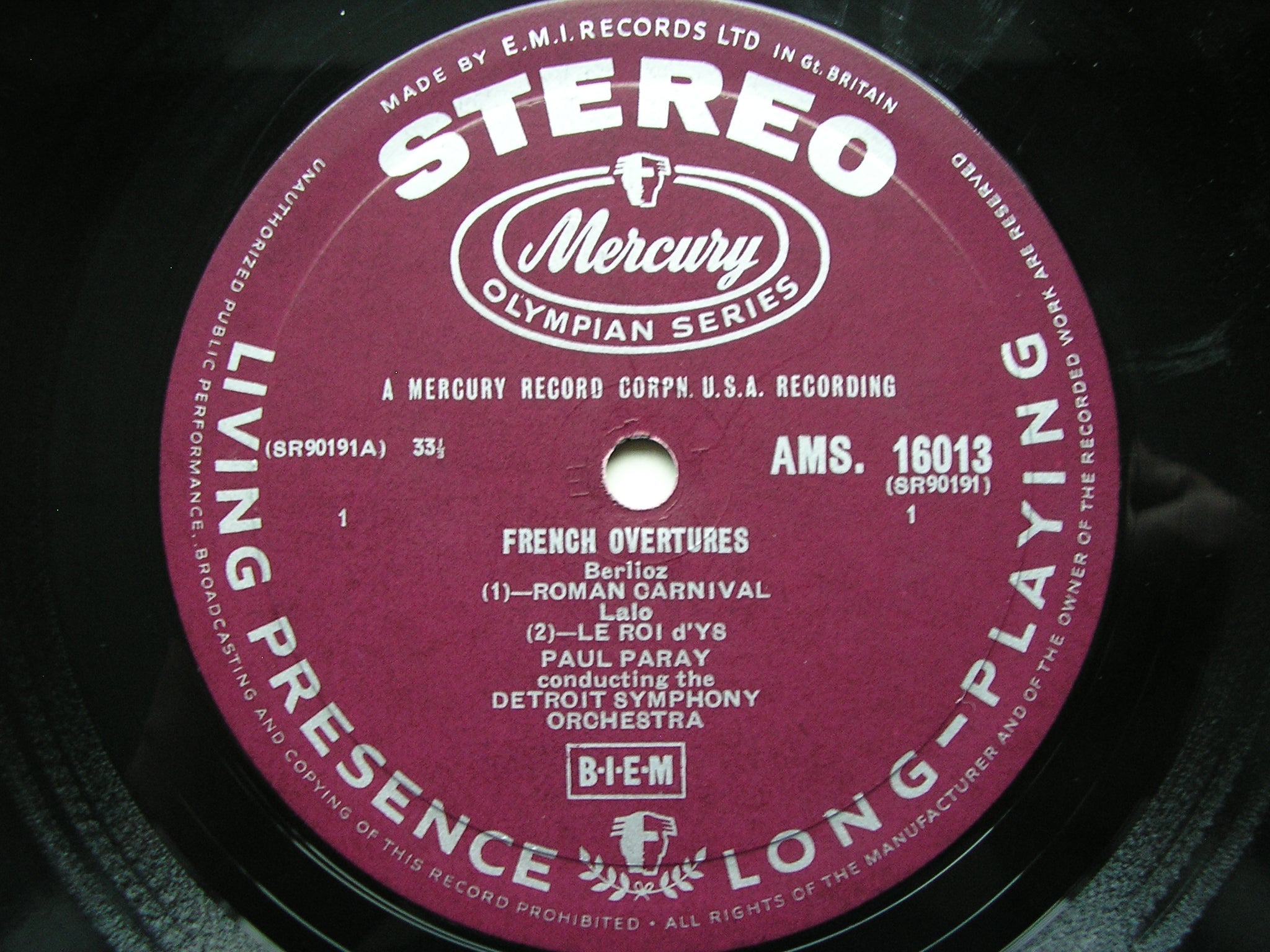 OUVERTURES FRANCAISES: LALO / BIZET / BERLIOZ       PARAY / DETROIT SYMPHONY     AMS 16013