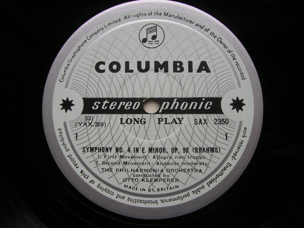 SAX 2350  BRAHMS: SYMPHONY No. 4        PHILHARMONIA / KLEMPERER