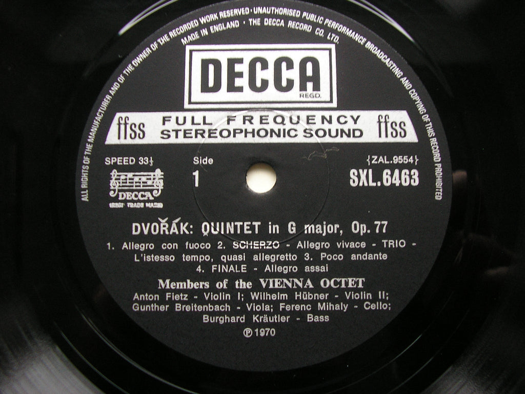 SXL 6463 DVORAK: QUINTET in G / SPOHR: QUINTET in C MEMBERS OF THE VIENNA OCTET