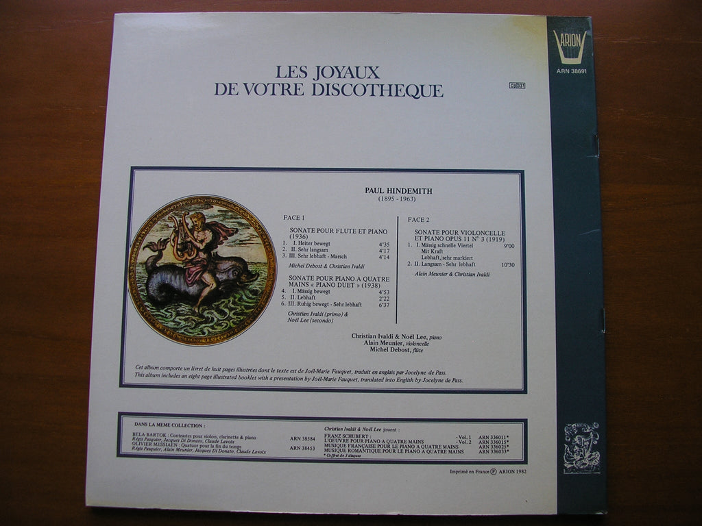 HINDEMITH: THREE SONATAS       IVALDI / LEE / MEUNIER / DEBOST       ARN 38691