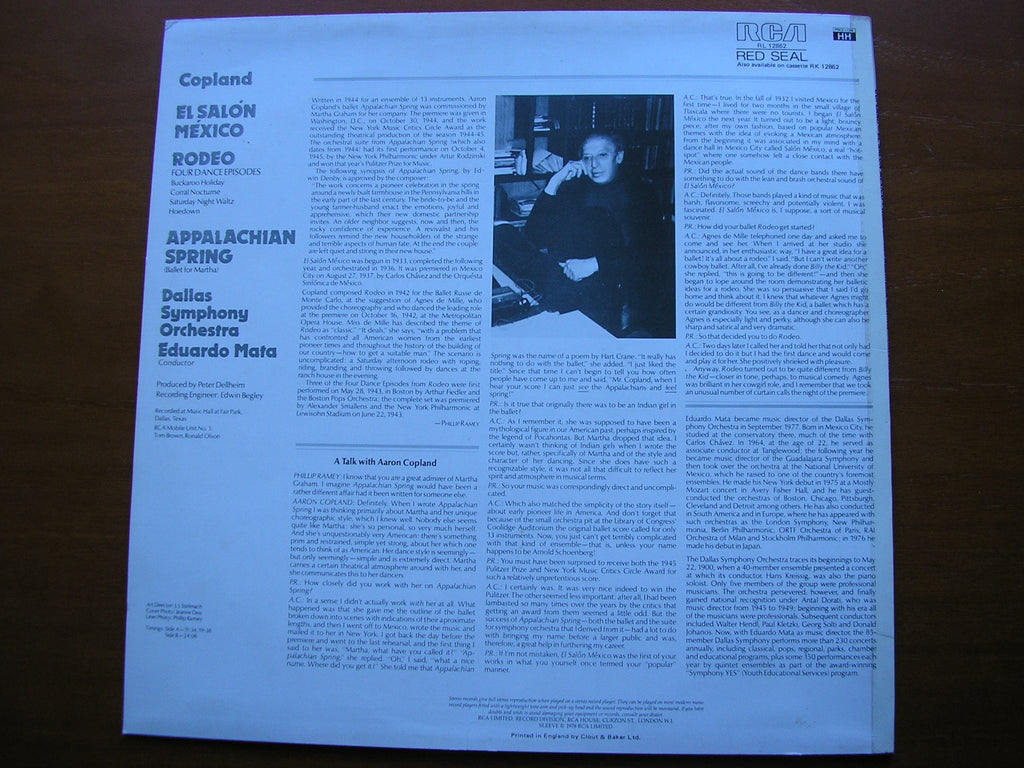 COPLAND: EL SALON MEXICO / RODEO / APPALACHIAN SPRING   MATA / DALLAS SYMPHONY    RL12862