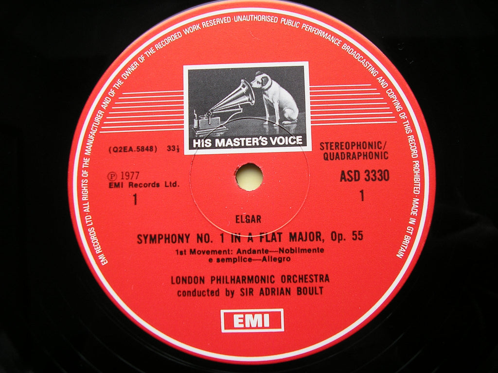 ELGAR: SYMPHONY No. 1      BOULT / LONDON PHILHARMONIC     ASD 3330