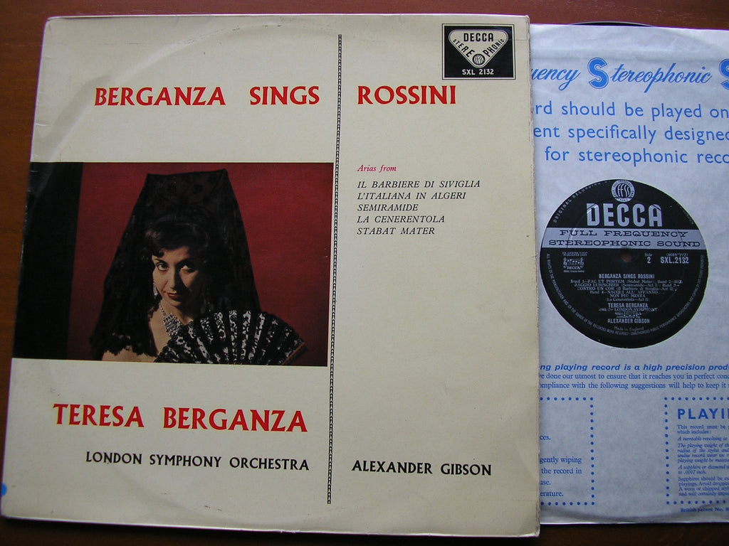 SXL 2132 TERESA BERGANZA SINGS ROSSINI LONDON SYMPHONY ORCHESTRA / ALEXANDER GIBSON