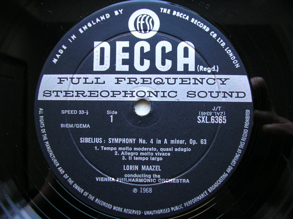 SXL 6365  SIBELIUS: SYMPHONY No. 4 / TAPIOLA     MAAZEL / VIENNA PHILHARMONIC    ED2