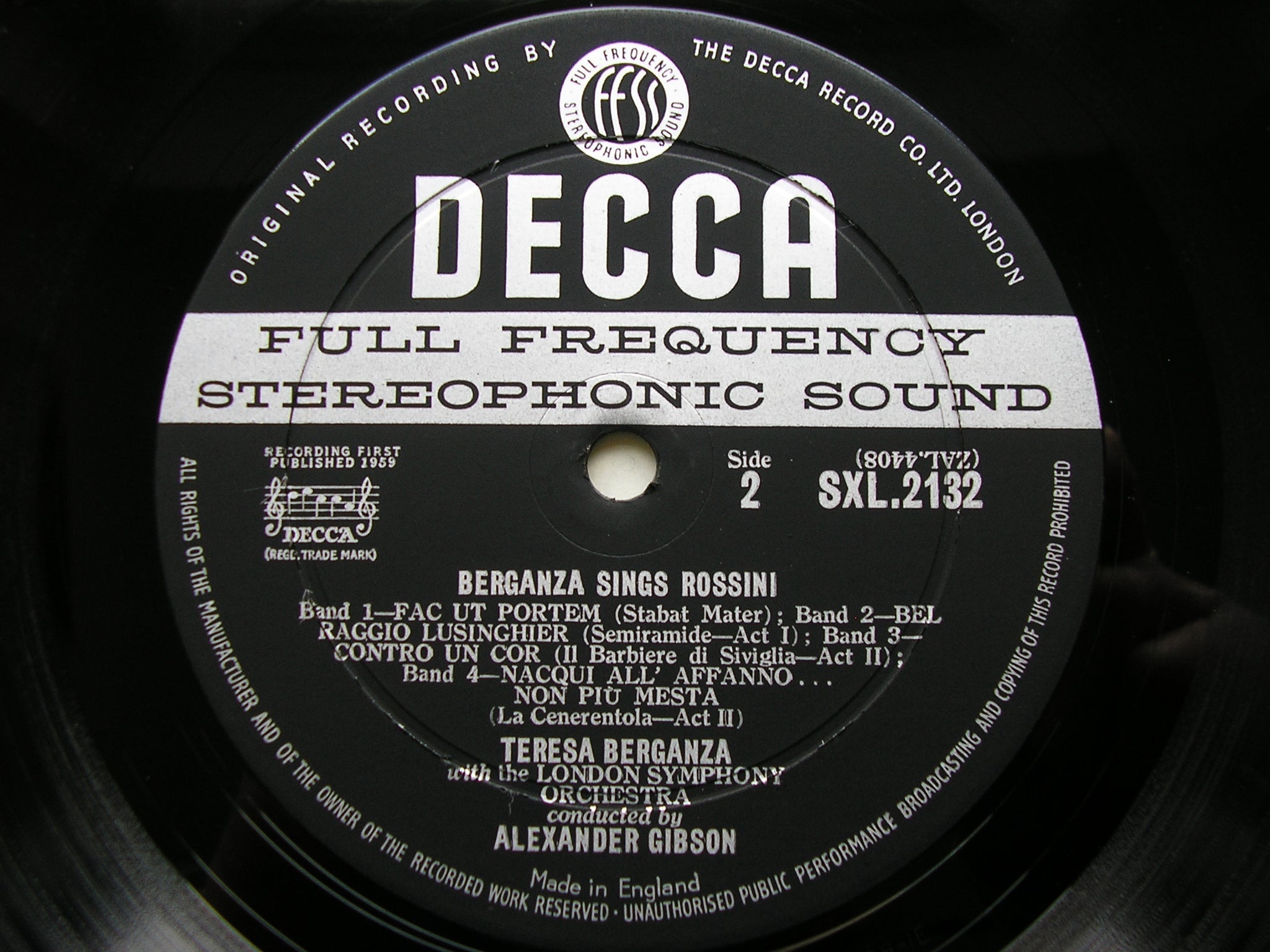 SXL 2132 TERESA BERGANZA SINGS ROSSINI LONDON SYMPHONY ORCHESTRA / ALEXANDER GIBSON