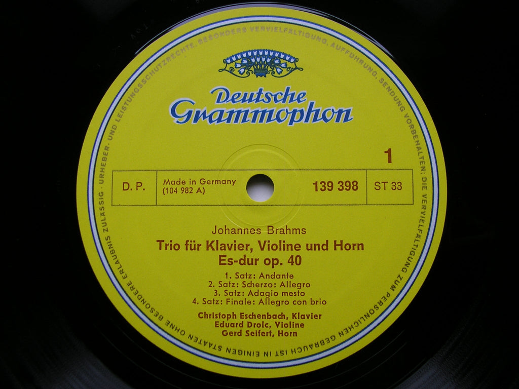 BRAHMS: HORN TRIO / CLARINET TRIO    ESCHENBACH / SEIFERT / LEISTER / DROLC / DONDERER     139398