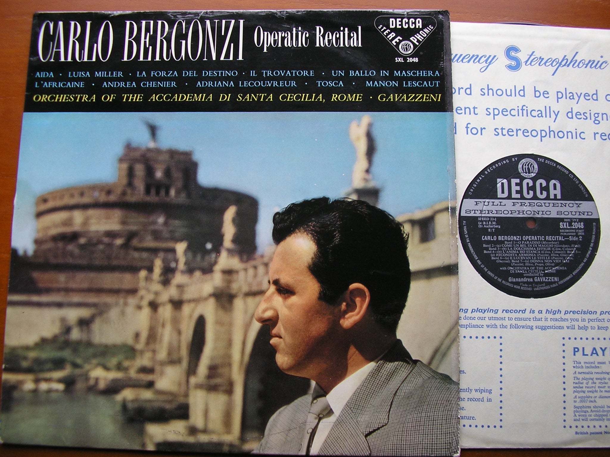 SXL 2048 CARLO BERGONZI SINGS OPERATIC ARIAS: VERDI / PUCCINI / CILEA / GIORDANO / MEYERBEER ACC di SC / GAVAZZENI