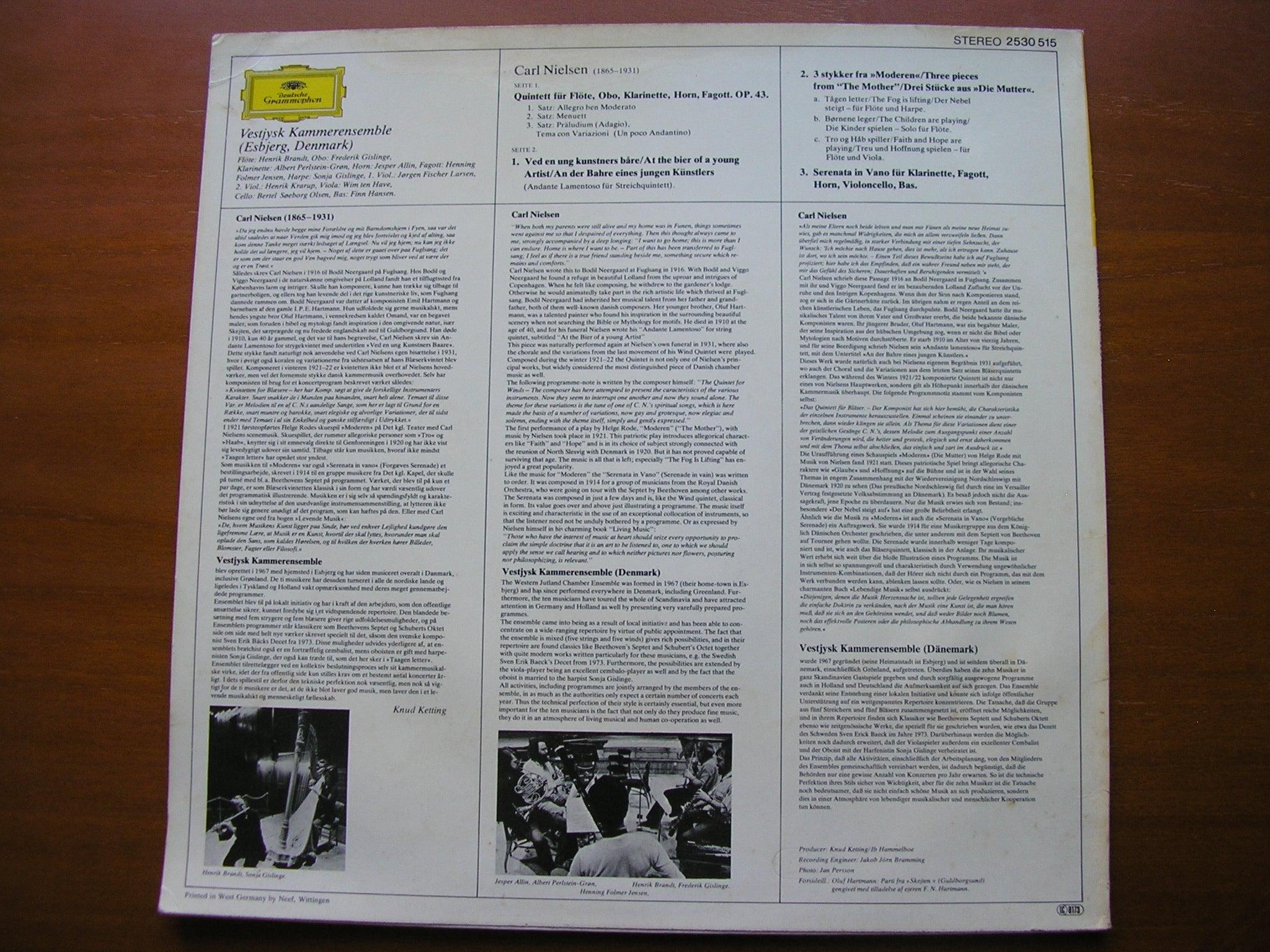 NIELSEN: WIND QUINTET / SERENATA / ANDANTE LAMENTOSO      VESTJYSK CHAMBER ENSEMBLE      2530 515