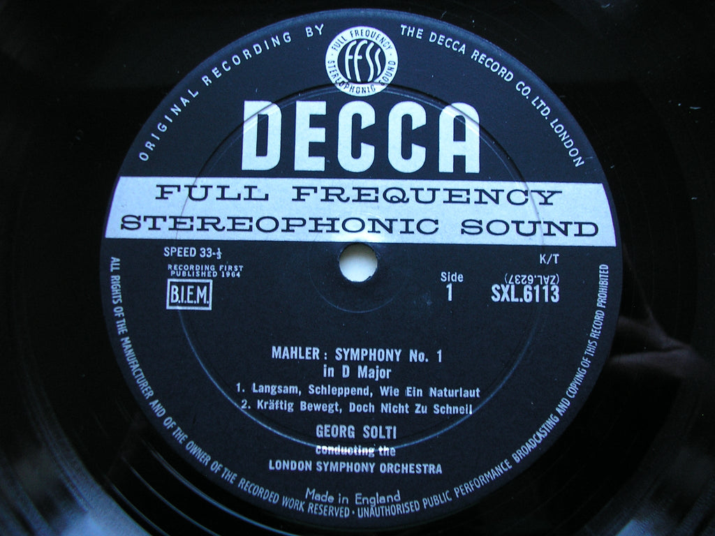 SXL 6113  MAHLER: SYMPHONY No. 1        SOLTI / LONDON SYMPHONY     ED1