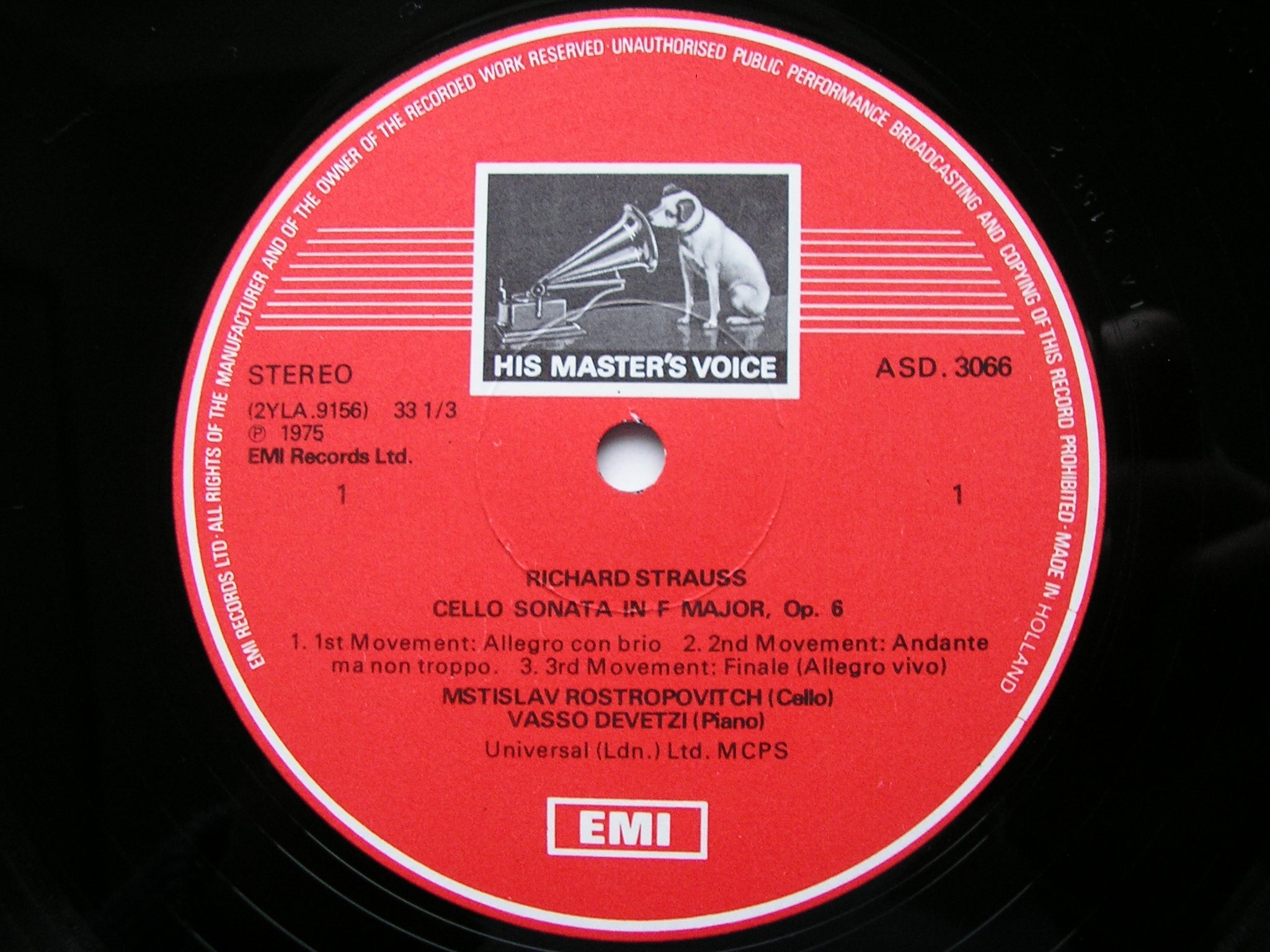 STRAUSS: CELLO SONATA / BEETHOVEN: VARIATIONS     ROSTROPOVICH / DEVETZI     ASD 3066