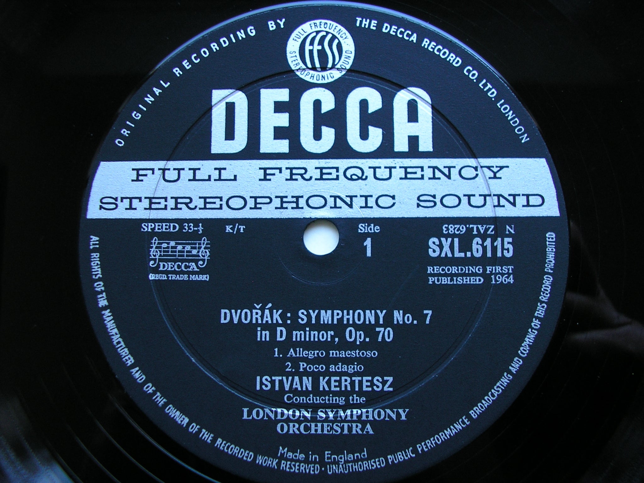 SXL 6115  DVORAK: SYMPHONY No. 7         KERTESZ / LONDON SYMPHONY      ED1