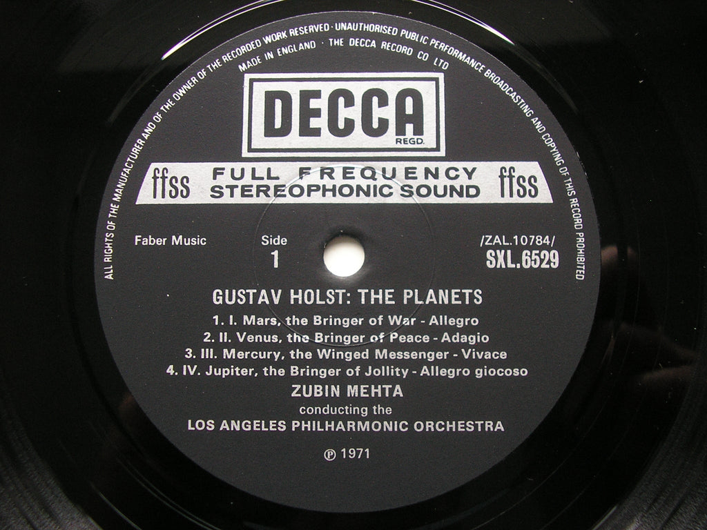 HOLST: THE PLANETS      MEHTA / LOS ANGELES PHILHARMONIC     SXL 6529