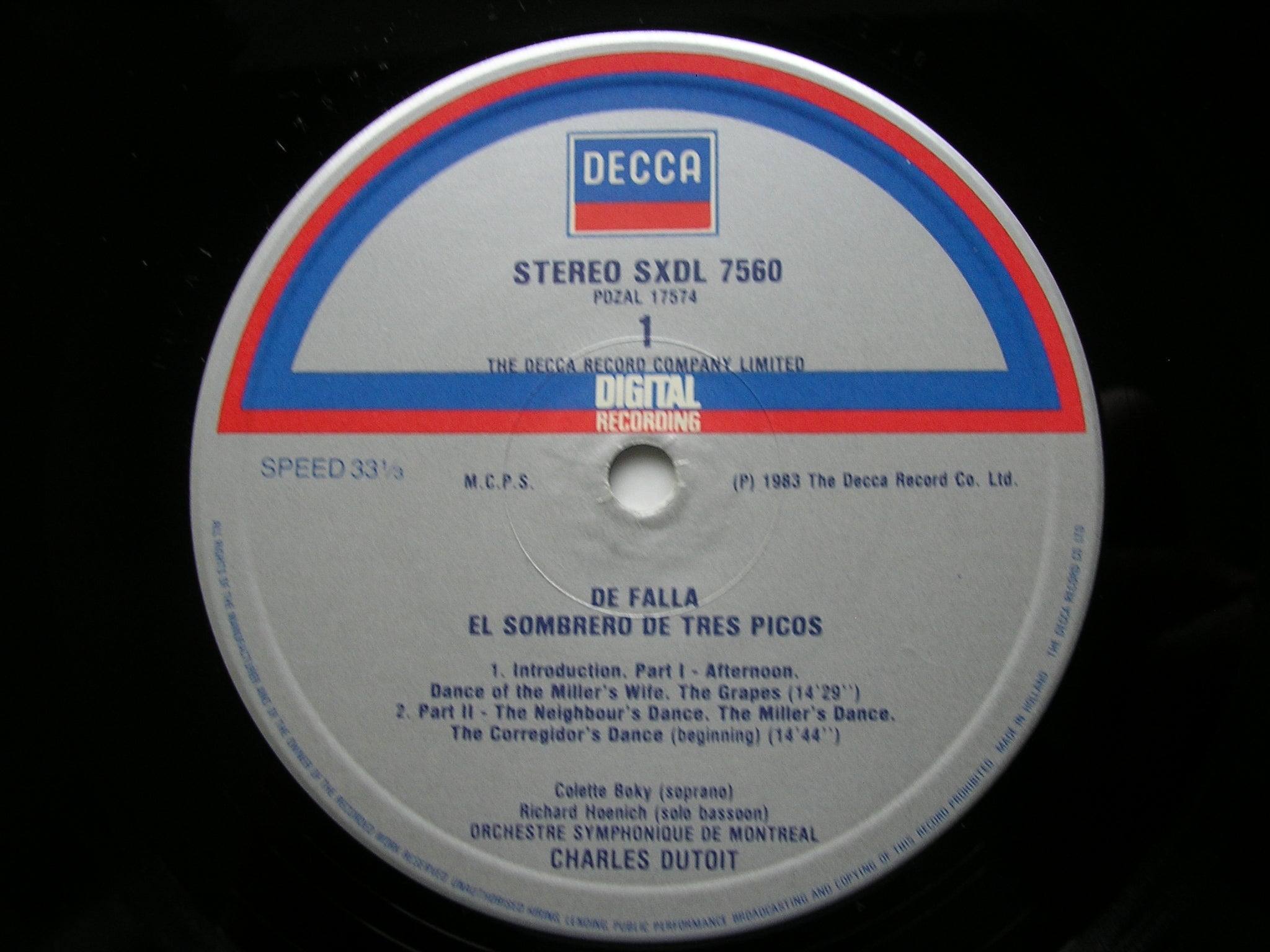 FALLA: THE THREE CORNERED HAT / EL AMOR BRUJO    DUTOIT / MONTREAL SYMPHONY     SXDL 7560