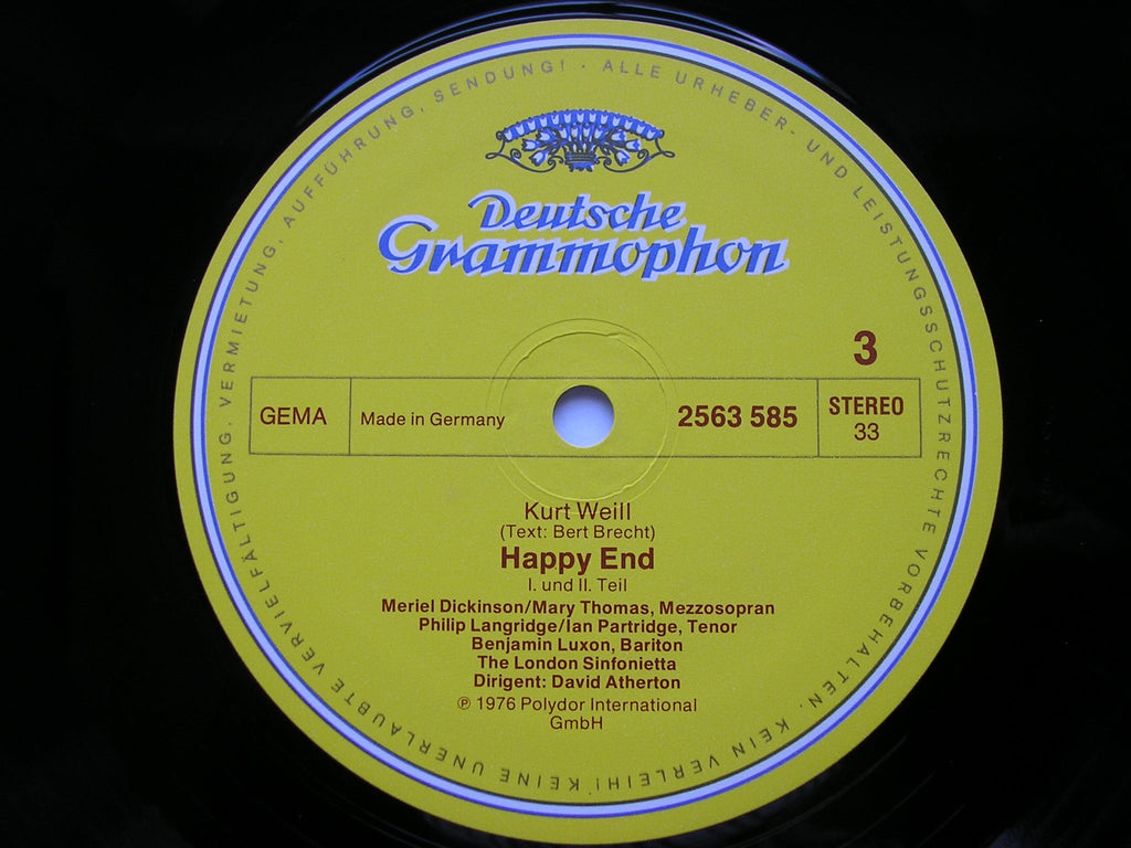WEILL: VIOLIN CONCERTO / VOCAL & ORCHESTRAL WORKS    ATHERTON / THE LONDO SINFONIETTA    4LP      2740 153