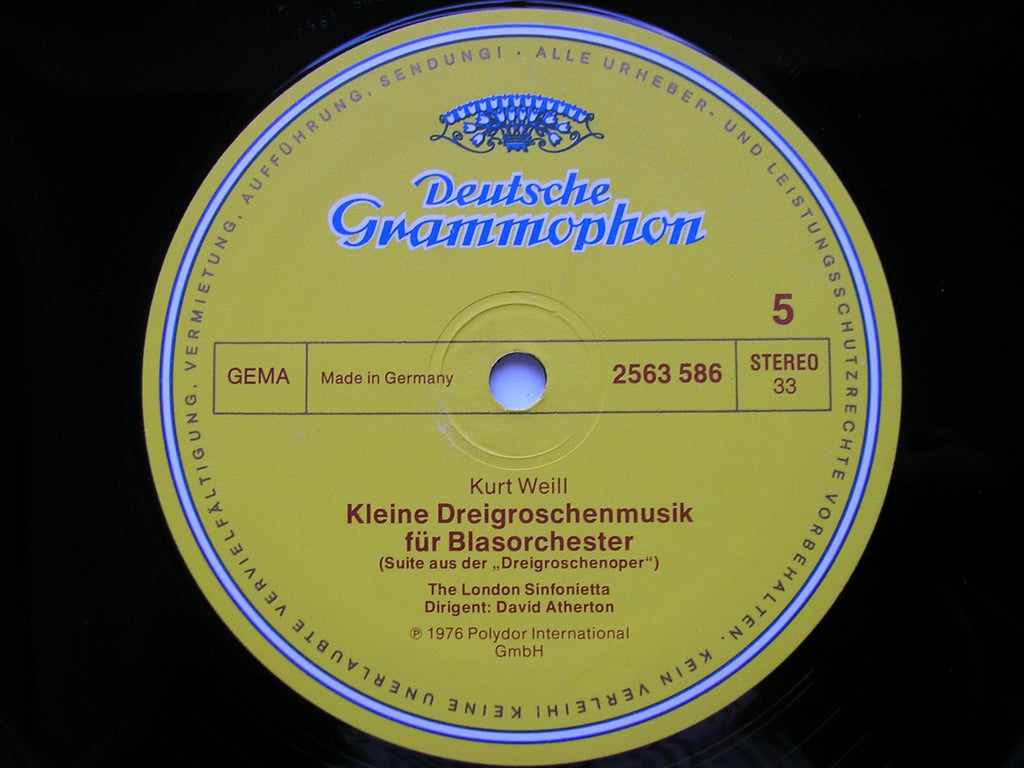 WEILL: VIOLIN CONCERTO / VOCAL & ORCHESTRAL WORKS    ATHERTON / THE LONDO SINFONIETTA    4LP      2740 153