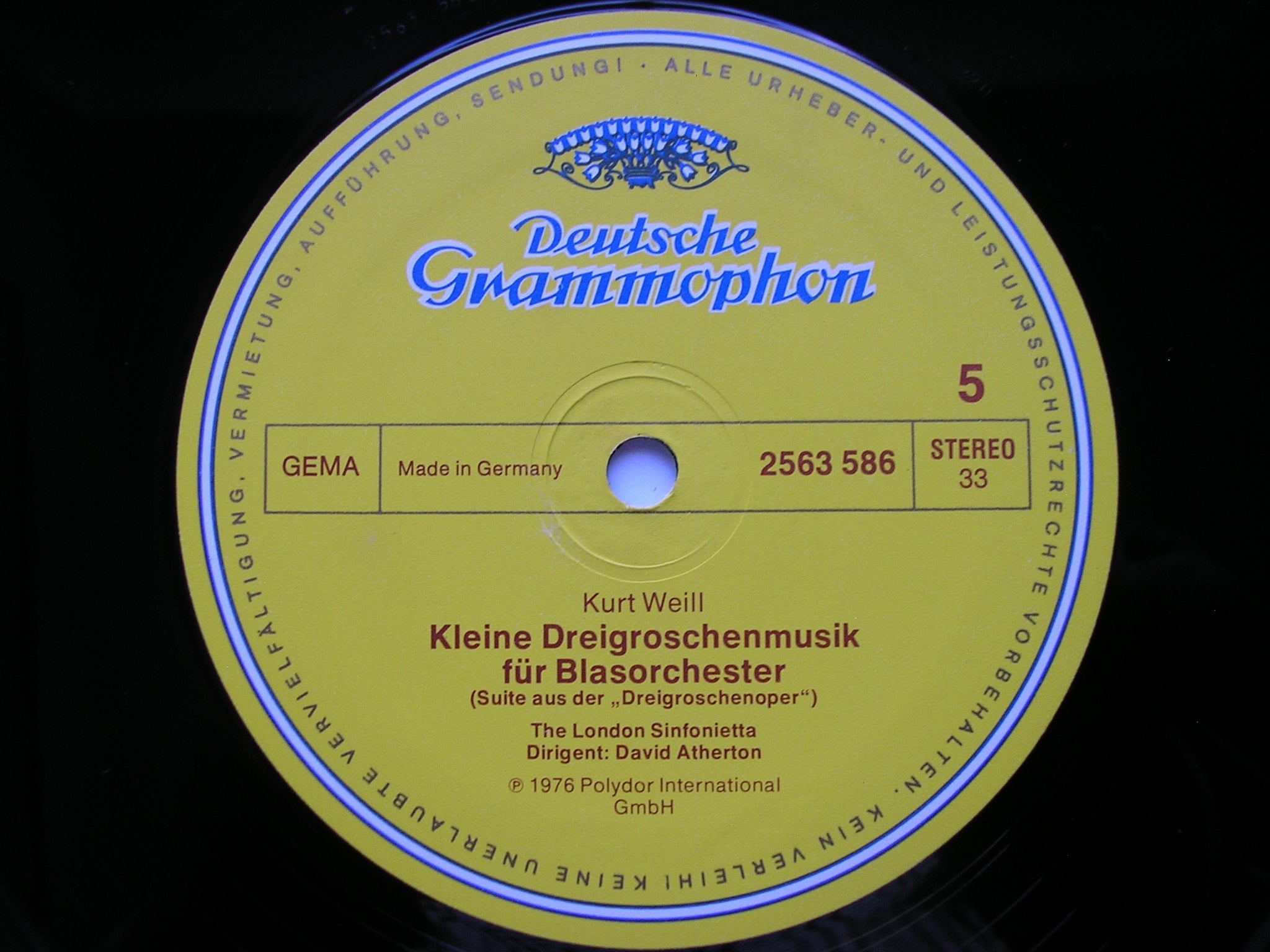 WEILL: VIOLIN CONCERTO / VOCAL & ORCHESTRAL WORKS    ATHERTON / THE LONDO SINFONIETTA    4LP      2740 153
