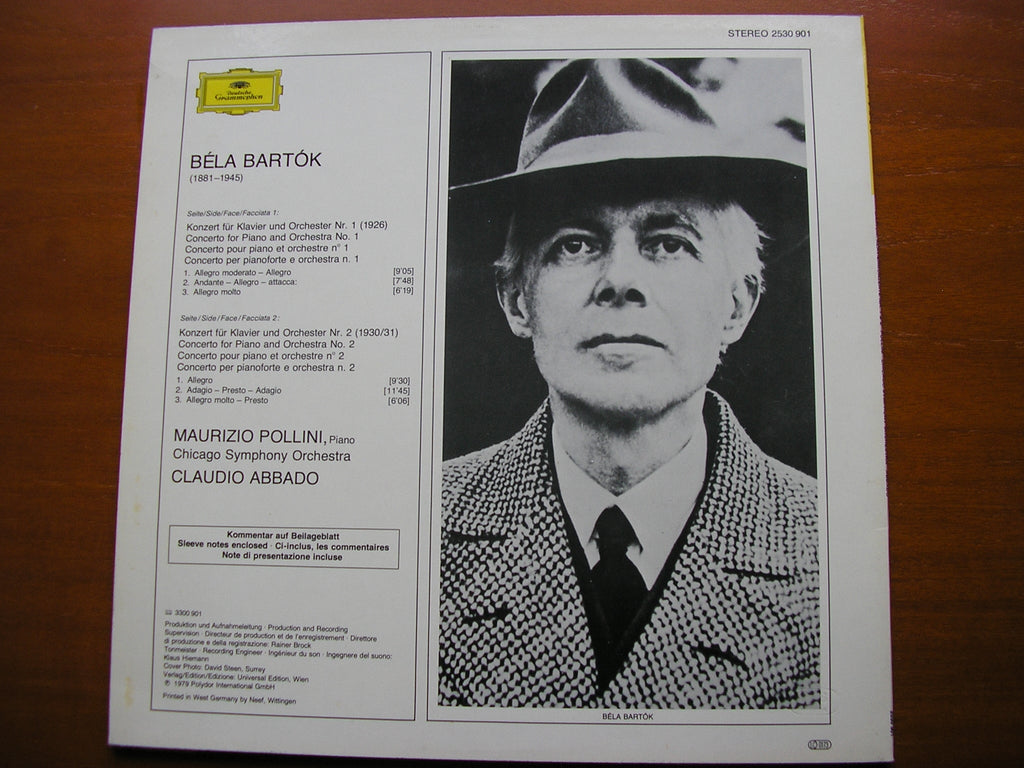 BARTOK: PIANO CONCERTOS Nos. 1 & 2     POLLINI / CHICAGO SYMPHONY / ABBADO     2530 901
