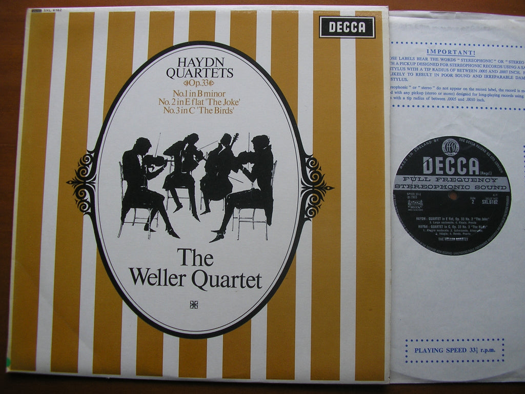 SXL 6182 HAYDN: STRING QUARTETS Nos. 1 / 2 / 3 Op. 33 THE WELLER QUARTET