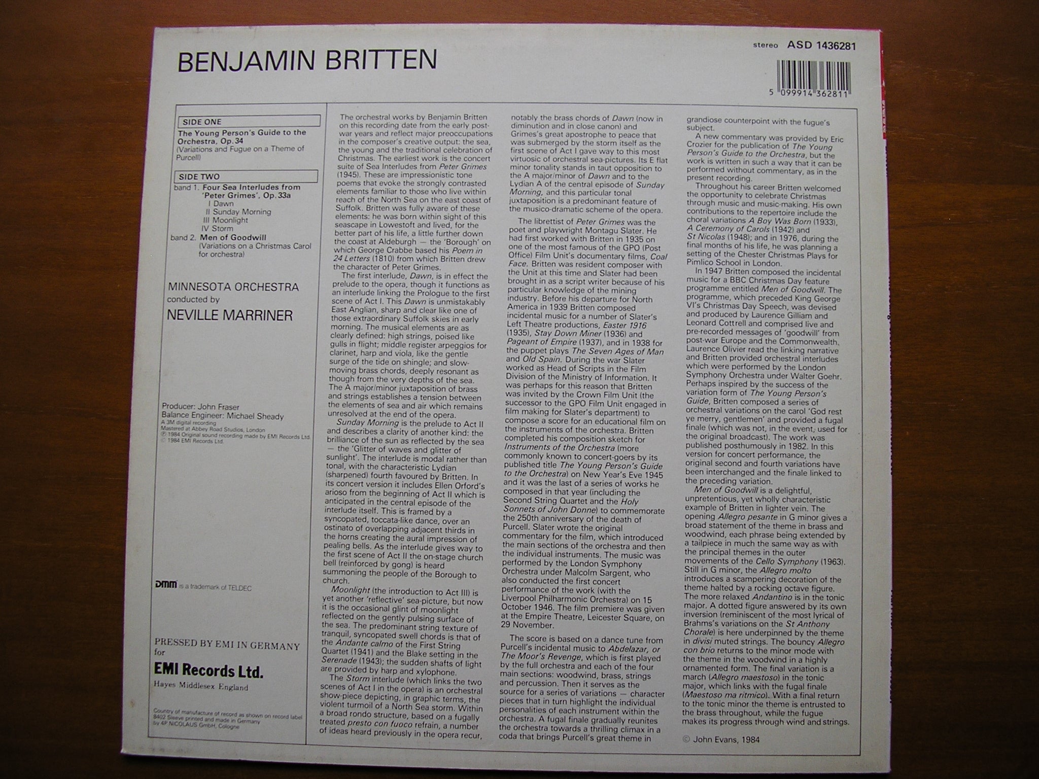 BRITTEN: YOUNG PERSON'S GUIDE TO THE ORCHESTRA / FOUR SEA INTERLUDES      MARRINER / MINNESOTA ORCHESTA    ASD 1436281