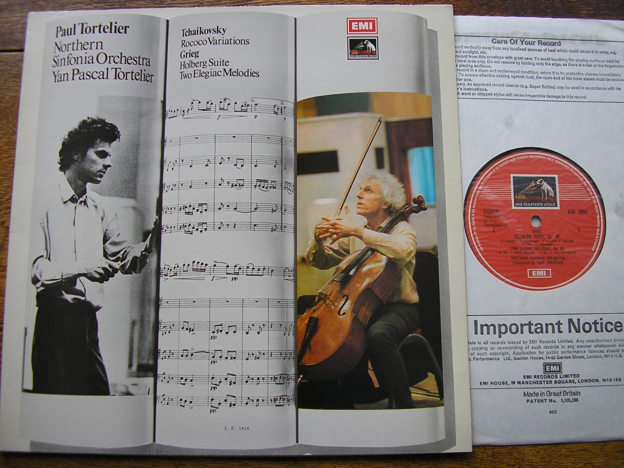 TCHAIKOVSKY: ROCOCO VARIATIONS / GRIEG: HOLBERG SUITE   PAUL TORTELIER / NORTHERN SINFONIA / TORTELIER  ASD 2954